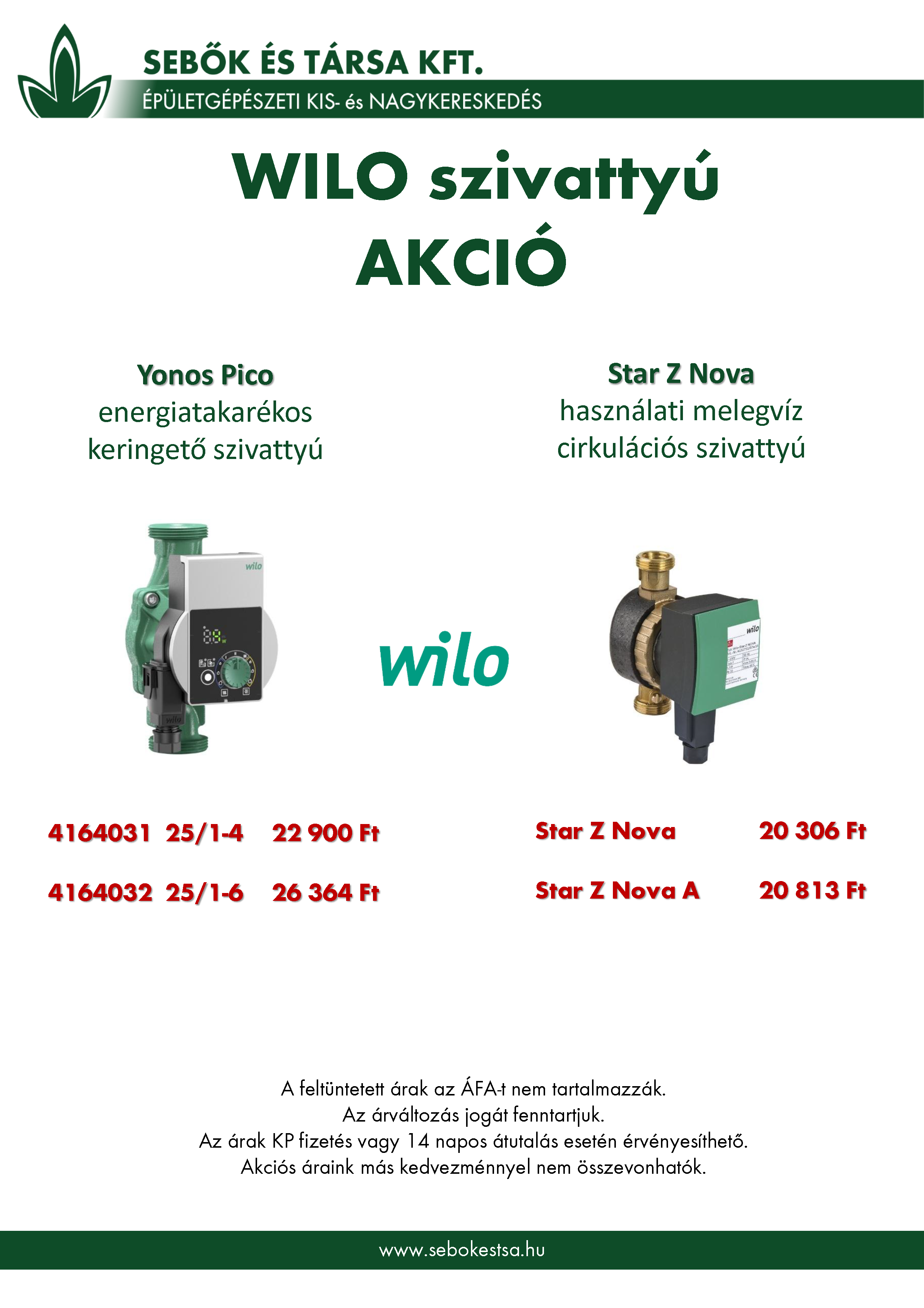 Wilo akció 2018